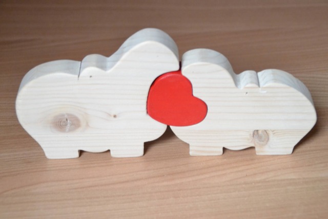 Wooden Puzzle/Hippopotamus Valentine's Day Gift Lovers' - image 1