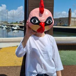 Paper Mache Chicken Head, Concha. Farm Creature, Funny Animal Wall Decor - thumbnail 4