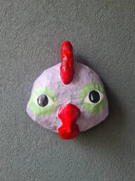 Paper Mache Chicken Head, Concha. Farm Creature, Funny Animal Wall Decor - thumbnail 1