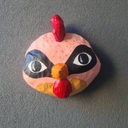 Paper Mache Chicken Head, Concha. Farm Creature, Funny Animal Wall Decor - thumbnail 2