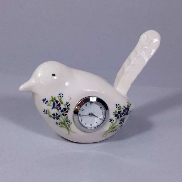 Small Desk Clock Or A Floral Ceramic Bird Table Clock. A Retro Style Accessory - image 1