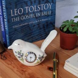 Small Desk Clock Or A Floral Ceramic Bird Table Clock. A Retro Style Accessory - thumbnail 4