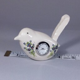 Small Desk Clock Or A Floral Ceramic Bird Table Clock. A Retro Style Accessory - thumbnail 2