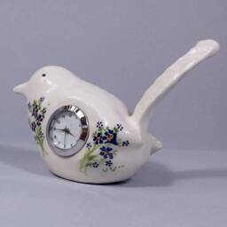 Small Desk Clock Or A Floral Ceramic Bird Table Clock. A Retro Style Accessory - thumbnail 3