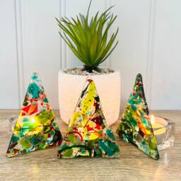 Fused Glass Christmas Tree Candle Holder Decoration - Decoration, Cornish Glass, Fused Glass Cornwall