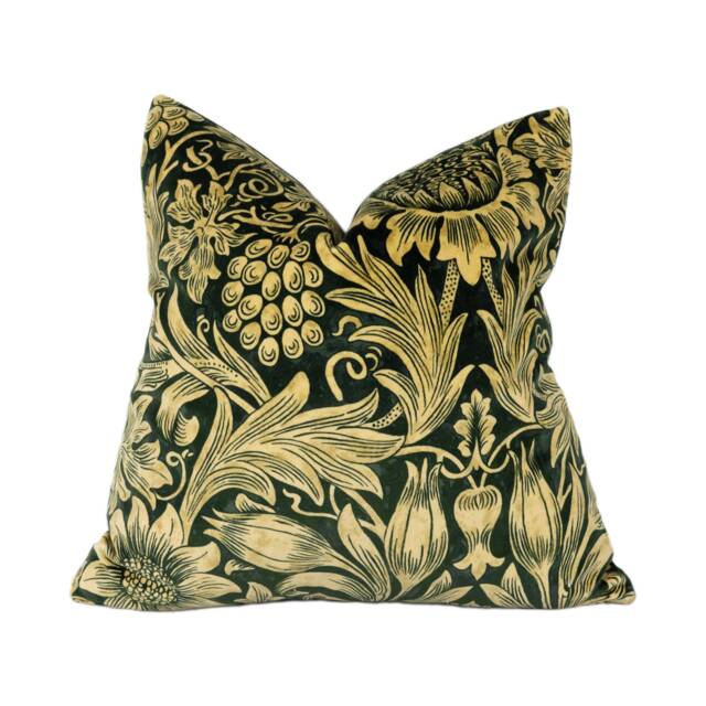 William Morris - Sunflower Velvet Maple/Lichen Cushion Cover Throw Pillow Designer Home Decor - image 1