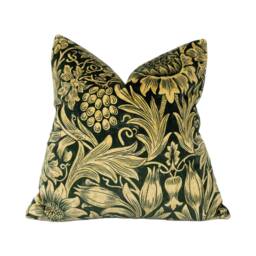 William Morris - Sunflower Velvet Maple/Lichen Cushion Cover Throw Pillow Designer Home Decor - thumbnail 1