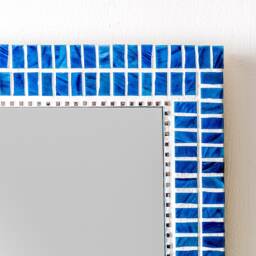 Mosaic Wall Mirror in Blue & Silver ~ Bathroom - thumbnail 2
