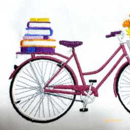 Embroidered September Bicycle Pillow Cover Seasonal Canvas Or Linen - thumbnail 4