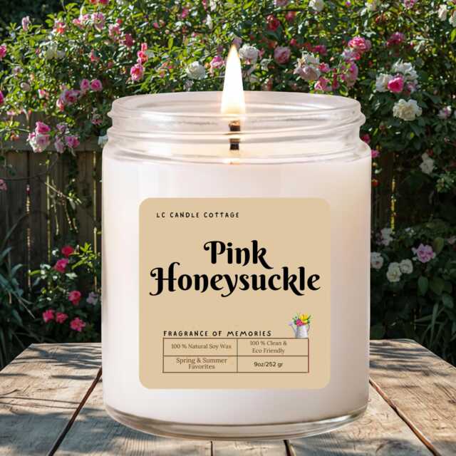 Natural Honeysuckle Soy Candle - Handmade Vegan Gift For Her, Candles Summer & Housewarming - image 1