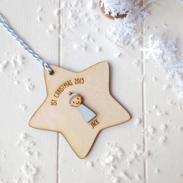 Baby Boy's First Christmas Decoration - Personalised Tree Decoration 1st Christmas Gift - image 1