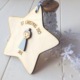 Baby Boy's First Christmas Decoration - Personalised Tree Decoration 1st Christmas Gift - thumbnail 2