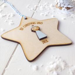 Baby Boy's First Christmas Decoration - Personalised Tree Decoration 1st Christmas Gift - thumbnail 3