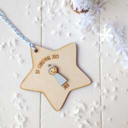 Baby Boy's First Christmas Decoration - Personalised Tree Decoration 1st Christmas Gift - thumbnail 1