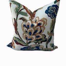 Thibaut Navesink Greenwood Collection Cream On Navy Cushion Cover Pillow Double Sided Red & Blue - thumbnail 3