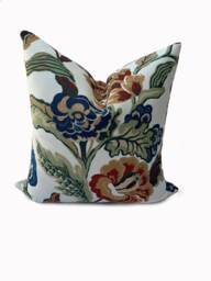 Thibaut Navesink Greenwood Collection Cream On Navy Cushion Cover Pillow Double Sided Red & Blue - thumbnail 1