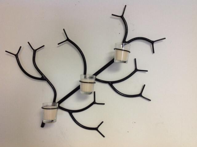 Triple Votive Candle Wall Sconce , Branch Style One Of A Kind Art - image 1