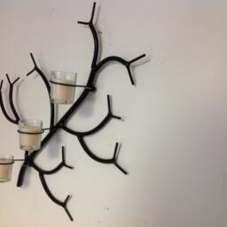 Triple Votive Candle Wall Sconce , Branch Style One Of A Kind Art - thumbnail 3