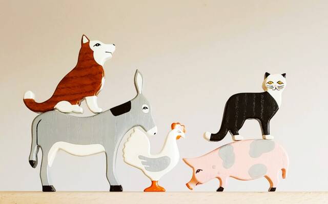 Handmade Wooden Farm Animal Toys Montessori Gift Set - image 1