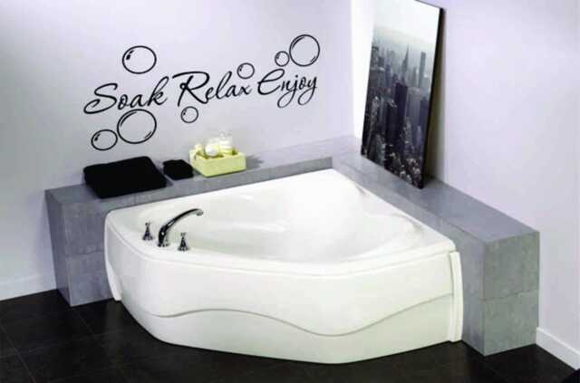 Soak-Relax-Enjoy Bubbles Vinyl Bathroom Quote Art Wall Sticker-Decal Decoration - image 1