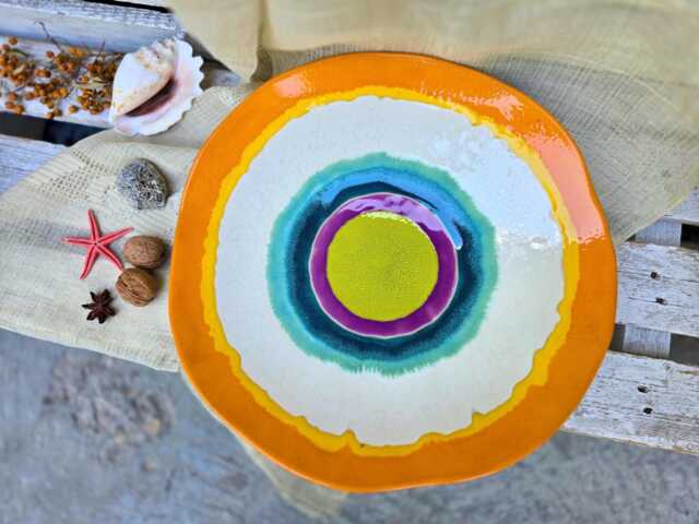 Large Handmade Ceramic Wall Plate - Modern Art For Home Decor - image 1