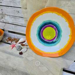 Large Handmade Ceramic Wall Plate - Modern Art For Home Decor - thumbnail 3