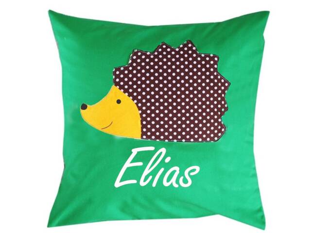 Personalized Pillow, Name & Date, Pillowcase, Baby/Children's With Name, 40 X cm, Hedgehog, Christening Gift, Birth Gift - image 1