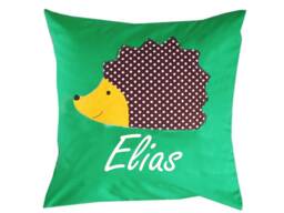 Personalized Pillow, Name & Date, Pillowcase, Baby/Children's With Name, 40 X cm, Hedgehog, Christening Gift, Birth Gift - thumbnail 1
