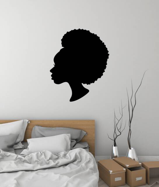Beautiful African Lady Vinyl Wall Decal Afro Hairstyle Woman Girl Stickers Mural - #3128Di - image 1
