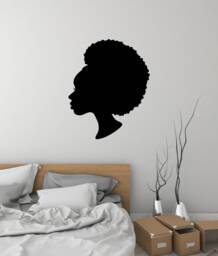 Beautiful African Lady Vinyl Wall Decal Afro Hairstyle Woman Girl Stickers Mural - #3128Di - thumbnail 1