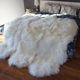 Giant Rug Sexto Sheepskin White Throw Genuine Leather Sheep Skin Decorative Rug - Comfy, Cozy, Natural Very Thick - thumbnail 3