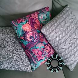 Gray Cushion Printed With A Knitted Stitch Pattern, Living Room Pillow, Home Decorations, Ooak Unique Artwork, Original - thumbnail 4