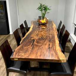 Live Edge Walnut Dining Table, Solid Wood Entire Slab With Metal Legs - thumbnail 2