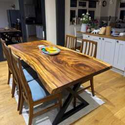 Live Edge Walnut Dining Table, Solid Wood Entire Slab With Metal Legs - thumbnail 4