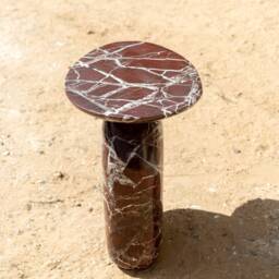 Rosso Levanto Marble End Table Bespoke Italian Stone Side Table, Custom Luxury Furniture - thumbnail 3