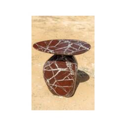 Rosso Levanto Marble End Table Bespoke Italian Stone Side Table, Custom Luxury Furniture - thumbnail 1