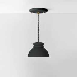 Small Pompeii - Ceramic Pendant Ceiling Light Handmade Minimalist Dome Hanging Fixture in Shadow Charcoal Gray - thumbnail 2