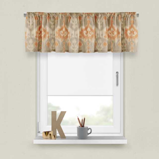 "Window Valance - Richloom Marlena Ikat Orange - 50"" X 16" - image 1