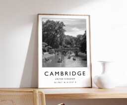 Cambridge UK Poster River Cam Print, University Town Wall Art - thumbnail 1