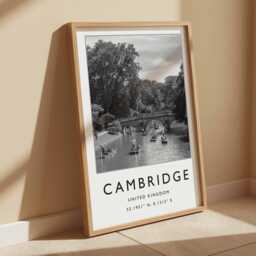 Cambridge UK Poster River Cam Print, University Town Wall Art - thumbnail 3