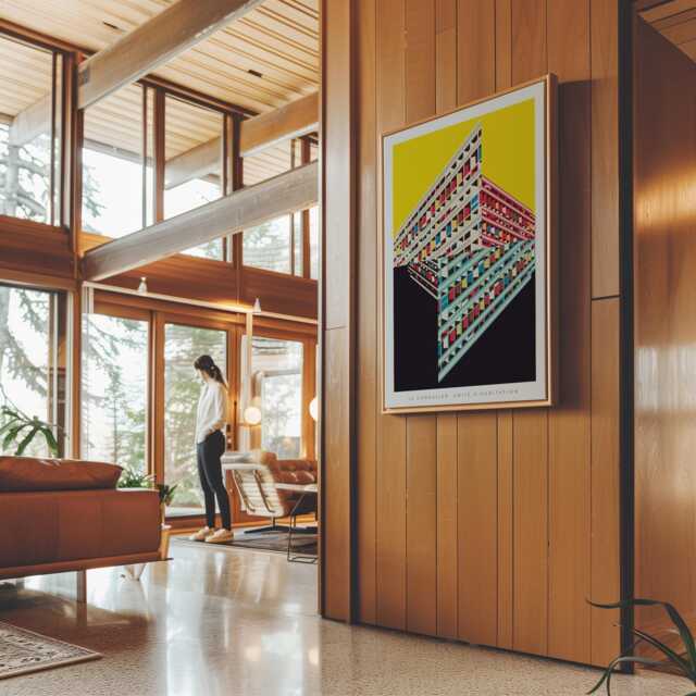 Le Corbusier Unit?? D'habitation Art Print Mid-Century Modern Brutalist Architecture