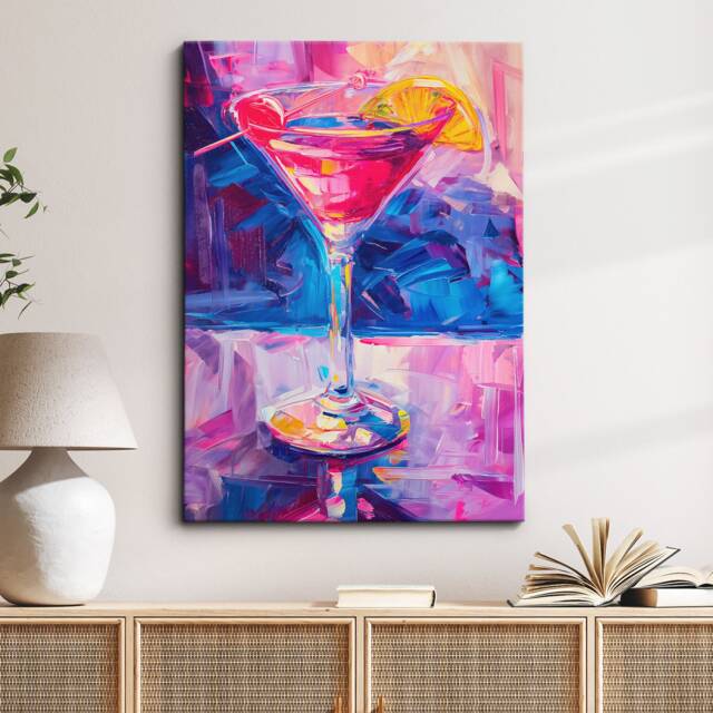 Martini Cocktail Glass Beverage Watercolor Drink Painting Framed Poster Print & Canvas Wall Decor Art Bedroom Home Interior Bar Gift - image 1
