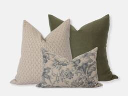 Olive Pillow Combination, Throw Sets Modern, Neutral Cover Set, Cover, Cream Blush Set Of 3 -- Peyton - thumbnail 1