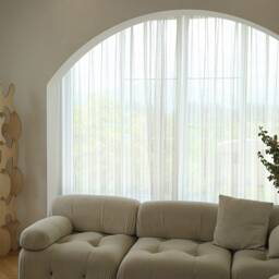 Storo Striped Linen Sheer Curtain, Natural Custom Cotton Drapes, Extra Long Curtain For Bedroom, 1Pc - thumbnail 3