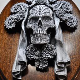 Dia De Los Muertos Wall Plaque, Hand Painted Resin - Mexican Gothic Art Spooky Day Of The Dead Skull Plaque For Home Decor - thumbnail 3