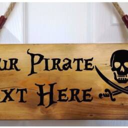 Personalised Halloween Pirate Sign, Skull & Crossbones Plaque Wall Wooden Decor, Gift - thumbnail 2