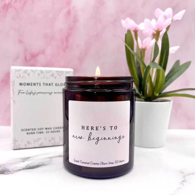 Here's To New Beginnings Scented Gift Candle, Journey Present For Friend - image 1