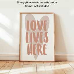 Love Lives Here Wall Art Print -- Neutral Typography Poster, Modern Minimal Home Decor, Nursery Bedroom Living Room Art, Unframed - thumbnail 3