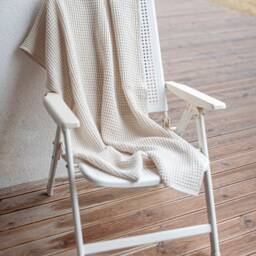 Waffle Linen Towel in Oatmeal. Linen-Cotton Blend Waffle Bath Towel. Absorbent & High Quality - thumbnail 3