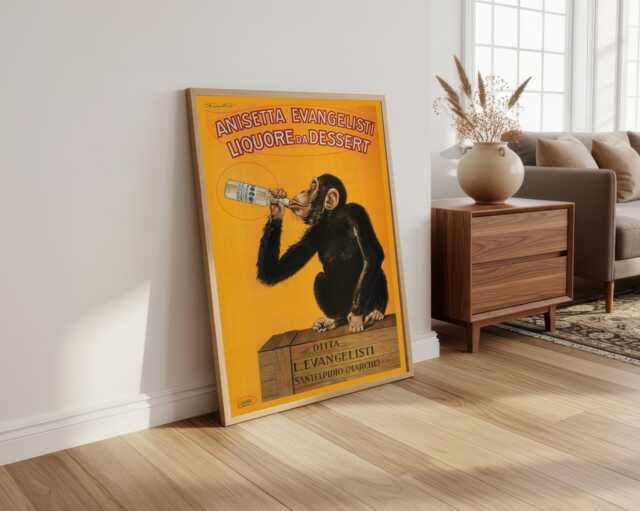 Anisetta Evangelisti Monkey Liquor Poster Vintage Paris Advert - image 1